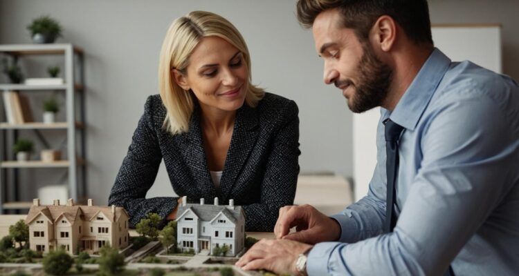 un agent immobilier travaillant sur un bureau